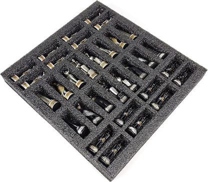 Egyptian Anubis Black and Silver Chess Men Set with Gold Accents - NO Board