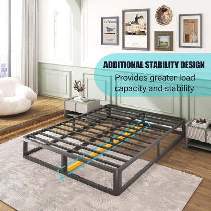 Firpeesy Upgrade Anti Bending and Round Corner Legs 10 inch Metal King Bed Frame 3500 LBS Heavy Steel Slats Support Platform Bed Frames No Box Spring Needed Platform Noise Free Easy Assembly