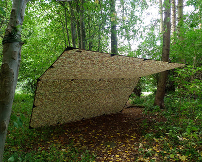DD Hammocks Tarp 4x4 - MC (13ft x13ft) - 100% Waterproof - Lightweight & Multifunctional Rainfly Square Camo Tarp Tent Group Shelter for Camping Bushcraft & Scouts