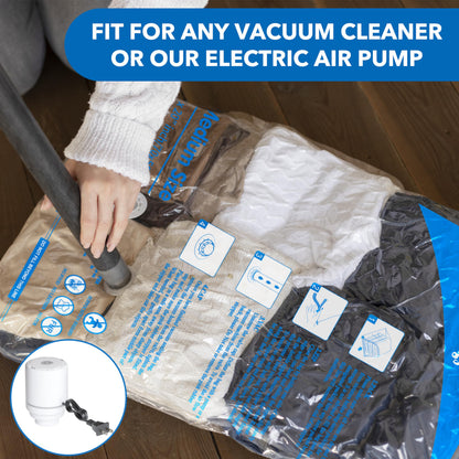 Vacuum Storage Bags with Electric Air Pump 8 Combo (2 Jumbo/2 Large/2 Medium/2 Small), Plastic Packaging Bags,Travel Vacuum Bags For Luggage,Clothes, Pillows, Comforters, Blankets, Bedding