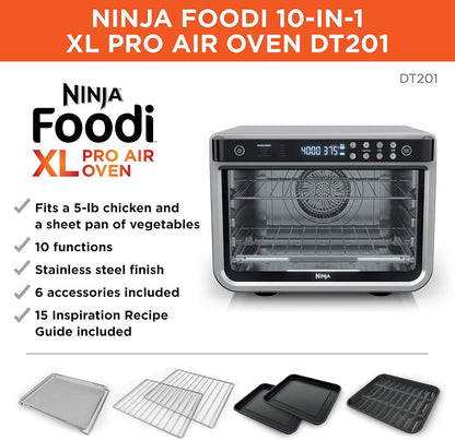 Ninja Air Fryer & Toaster Oven Combo - 10-in-1 Foodi XL Pro | Fits 5-lb Chicken & Sheet Pan | 1800 Watts | Stainless Steel