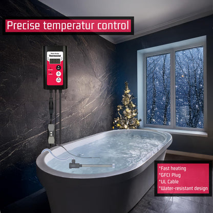 YLboyLIAN 3000W Titanium Immersion Water Heater Portable Electric Pool & Bathtub Fully Submersible Water Heater with GFCI, Temp Control for Hot Tub, Above Ground Pool, Baptistry, Above Ground Pool
