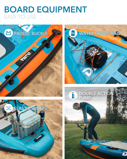 DAMA Triple Chamber Inflatable Stand Up Paddle Board 10'8"*47", Extra Wide Paddle Boards for Adults, Fishing Paddle Board SUP with 3 Removable Fins, 2 Fishing Rod Holders, Kayak Paddle