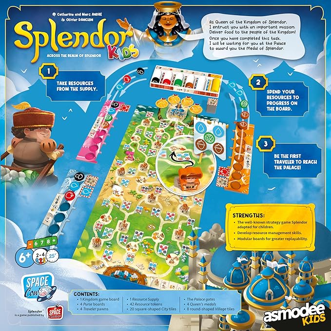 Asmodee Splendor Kids Board Game - Resource Collection &amp Kingdom Adventure Strategy Game for Family Kids &amp Adults Ages 6+ 2-4 Players 25 Minute Playtime