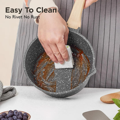 Skiennix Non-Stick Sauce Pan with Lid - Lightweight 1.5Qt Cooking Pot for Fast Heating & Induction Compatibility