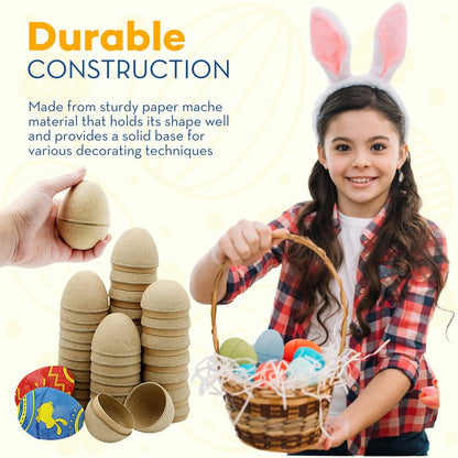 4E's Novelty DIY Paper Mache Easter Eggs to Paint 12 Pack - Paintable & Fillable Blank Easter Eggs Crafts for Kids & Adults, for Easter Arts Classroom Activities & DIY Projects