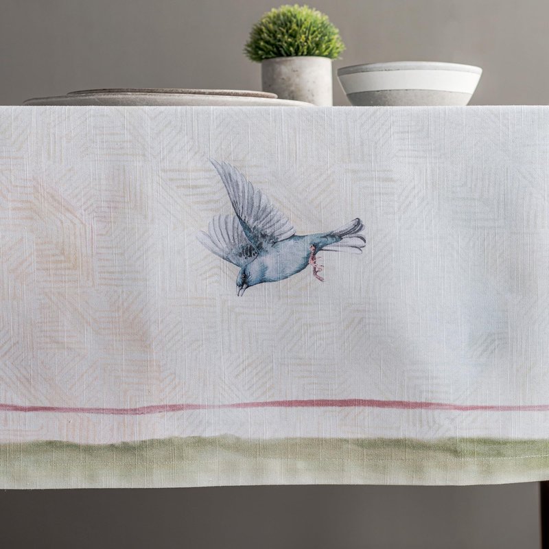 Maison d' Hermine Table Cloth Rectangle Table 100% Cotton 70 x 120 Inches Tablecloth Reusable Decorative for Dining Kitchen Room Farmhouse Home Gifts for Mothers Day Spring Summer - Flying Birds