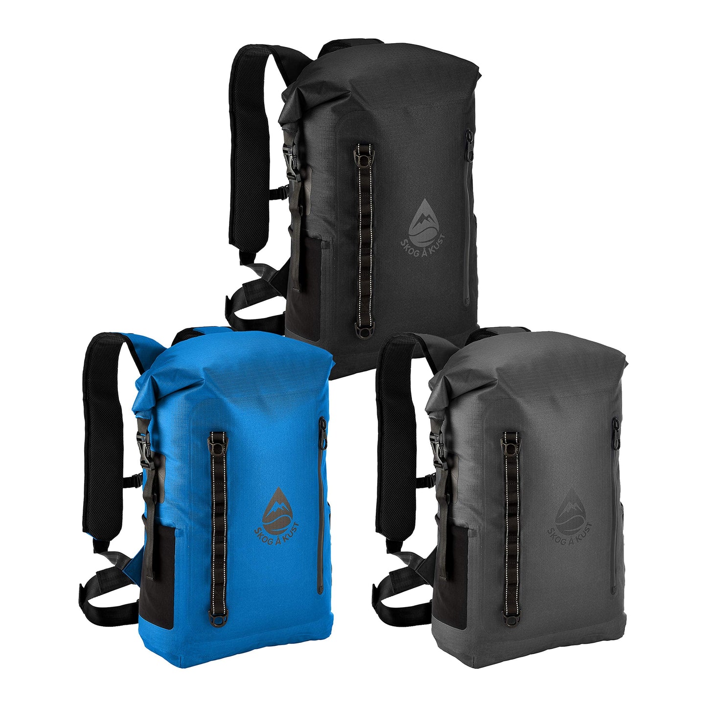 Skog Å Kust BackSåk Pro Waterproof Floating Backpack with Exterior Airtight Zippered Pocket | Blue, 35L