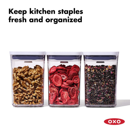 OXO Good Grips 6-Piece POP Container Set with Scoops, 4.4 Qt & 1.1 Qt, White & 4-Piece Mini POP Container Set