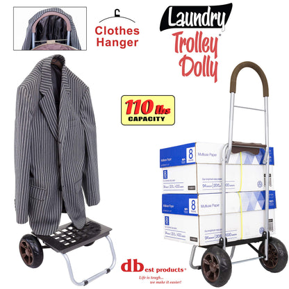 dbest products Laundry Trolley Dolly, Brown Laundry Bag Hamper Basket cart with wheels sorter