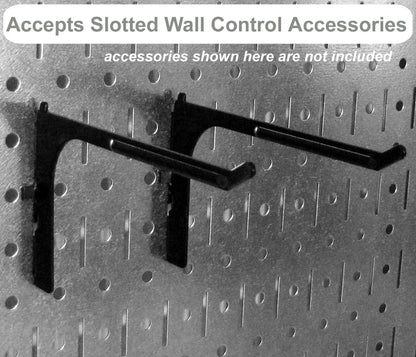 Wall Control Metal Pegboard Utility Tool Storage Kit with Black Pegboard and Black Accessories
