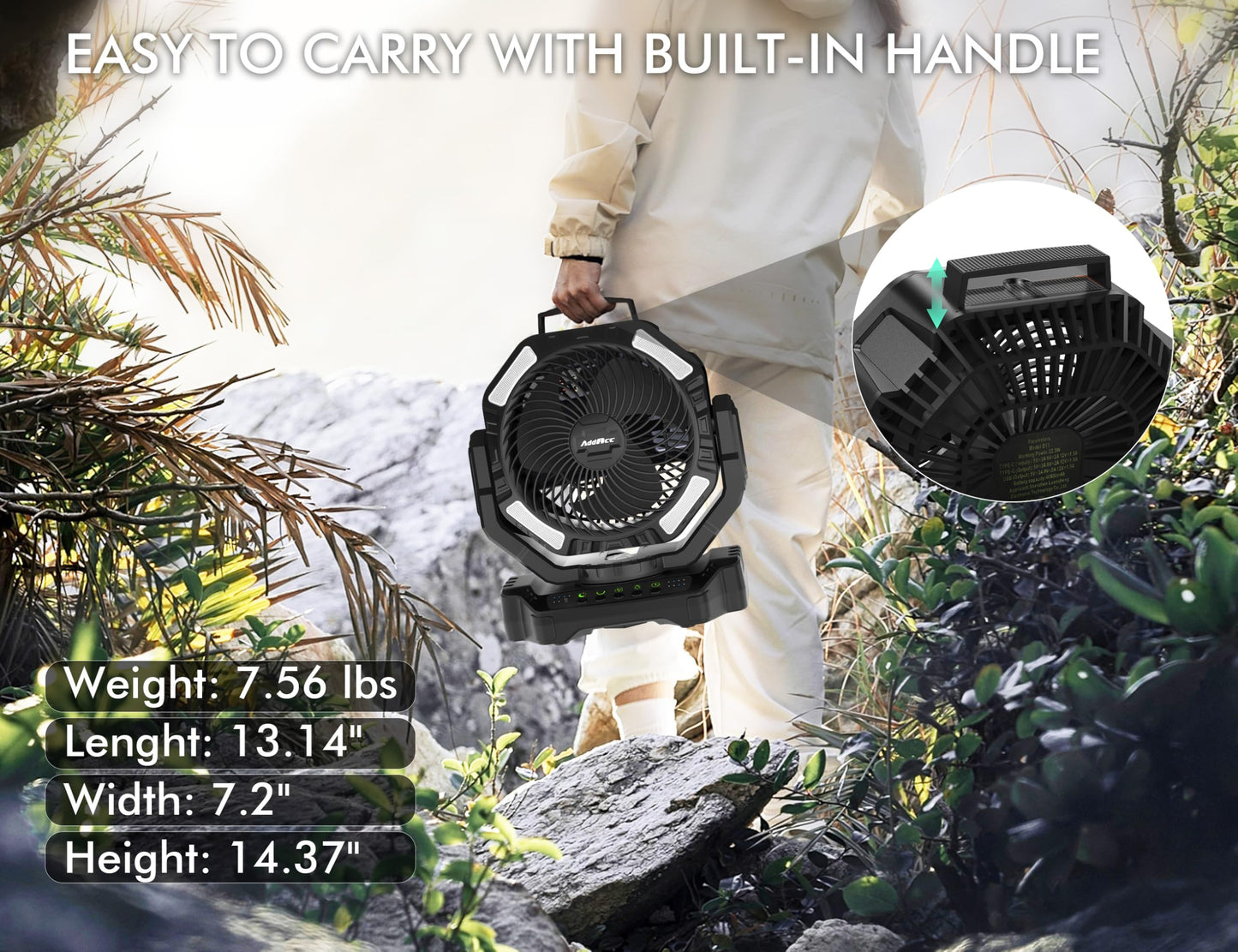 40000mAh Battery Operated Camping Fan, Rechargeable Fan High Velocity, Portable Fan With Remote & Timer - Battery Powered Fan for Car Travel RV Camping Gear Hurricane Emergency Power Outage Essentials