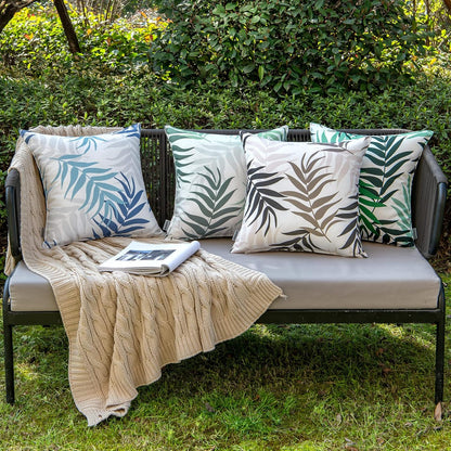 MIULEE Decorative Outdoor Throw Pillow Covers - Waterproof Natural Leaves Pattern | 18x18 Inch, Coffee Brown (Pack of 2)