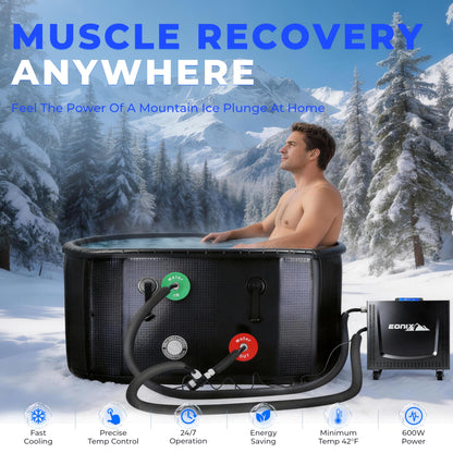 EONIX Upgrade 1/3 HP Cold Plunge Chiller,Ice Bath Water Chiller for Cold Plunge Tubs,42°F Cold Plunge Cooling System,Built-in Filter & Pump, Insulated Hoses,Ideal for Ice Bath Recovery,110V