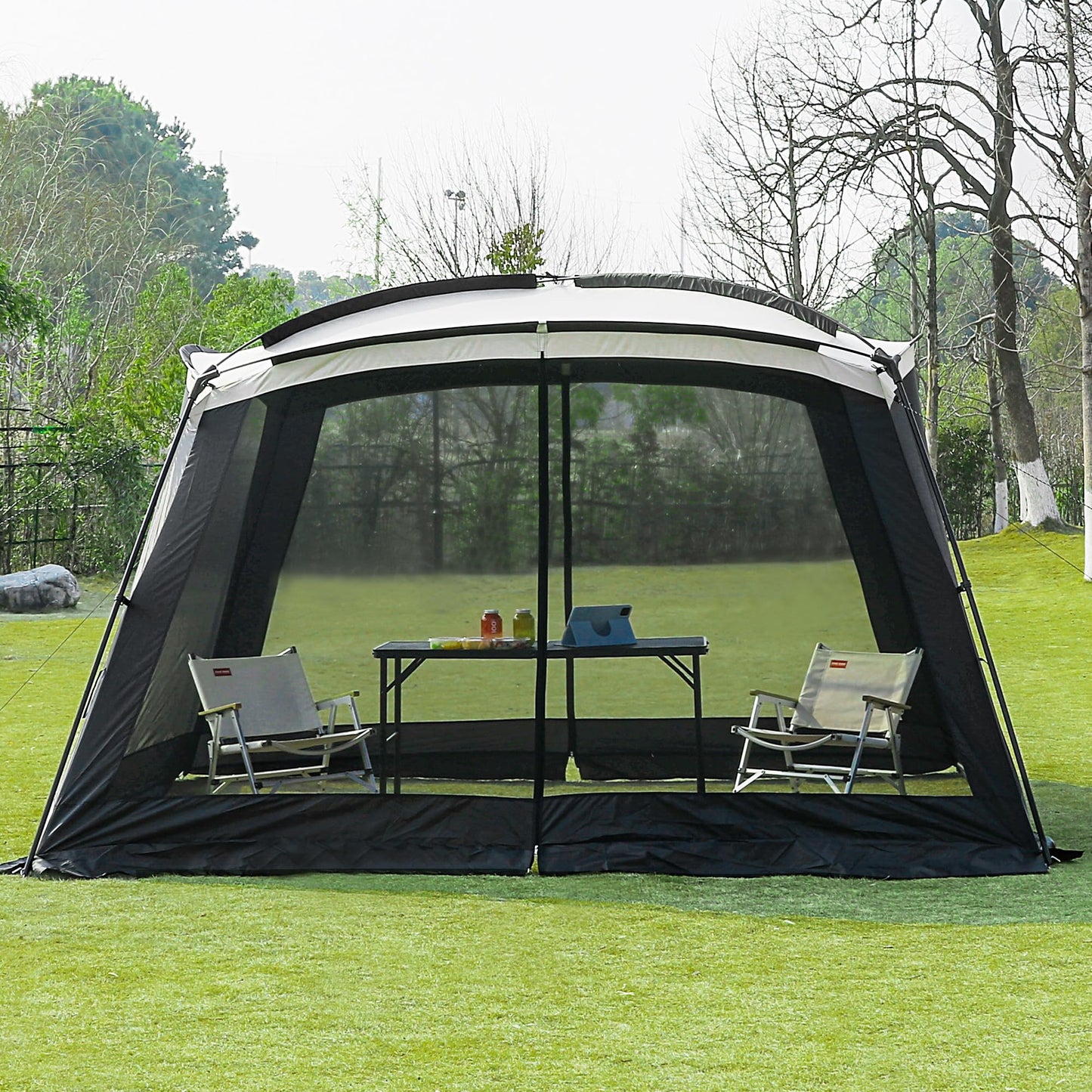 GREGIN Screen House Room 11x11 Ft Mesh Net Tent Canopy Shelter Gazebo, Easy Setup & Waterproof & Sunshade, Suitable for Camping Trip, Backyard, Beach, Picnic - Sand