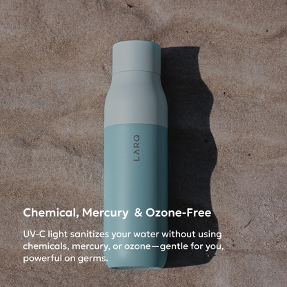 LARQ Bottle PureVis 25 oz - Self-Cleaning and Insulated Stainless Steel Water Bottle with UV Water Purifier and Award-winning Design | Reusable & Travel Friendly, Seaside Mint