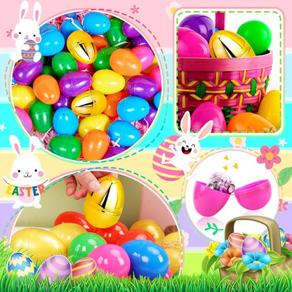 OCTERIC 210Pcs Easter Eggs, 2.3" Fillable Colorful Mix Gold Plastic Easter Eggs Empty for Easter Hunt, Easter Basket Stuffers, Party Favor, Classroom Prize Supplies