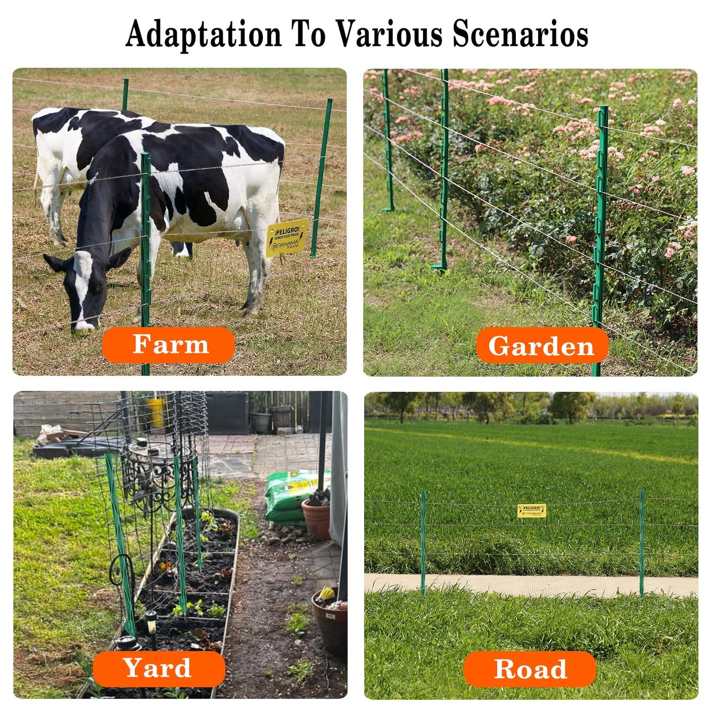 Zoiut 50 Pack Electric Fence Posts,48 Inch/4FT Step-in Plastic Posts for Farm and Garden,Temporary Sturdy Fencing System for Electric Fencing and Yard Protection, Green