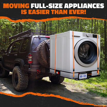 Mockins 40"x40"x6" Extra Deep Square Trailer Hitch Cargo Carrier w/Plate Bracket | 500 Lbs Cap Heavy-Duty Cargo Hitch Carrier for Generators, Appliances, Coolers | Luggage Rack for SUV, Car & Truck