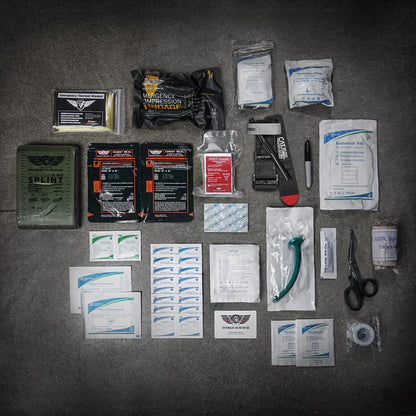 EVERLIT Advanced Emergency Trauma Kit, CAT GEN-7 Tourniquet Mil-Spec Nylon Laser Cut Pouch with 36" Splint, Military Combat Tactical IFAK for First Aid Response Bleeding Control (OD Green)