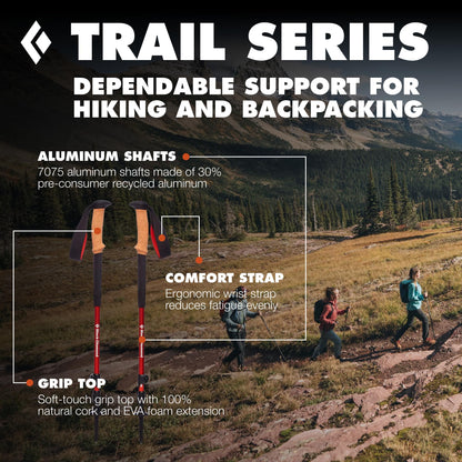 BLACK DIAMOND Trail Cork Trekking Poles (Pair) | Lightweight Collapsible Aluminum Hiking Poles | Natural Cork Grips | FlickLock Adjustable Shafts | Fig