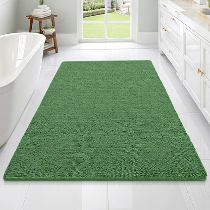 OLANLY Large Bathroom Rugs - Extra Soft Chenille Bath Mats | 70x46, Quick Dry, Machine Washable, Olive Green