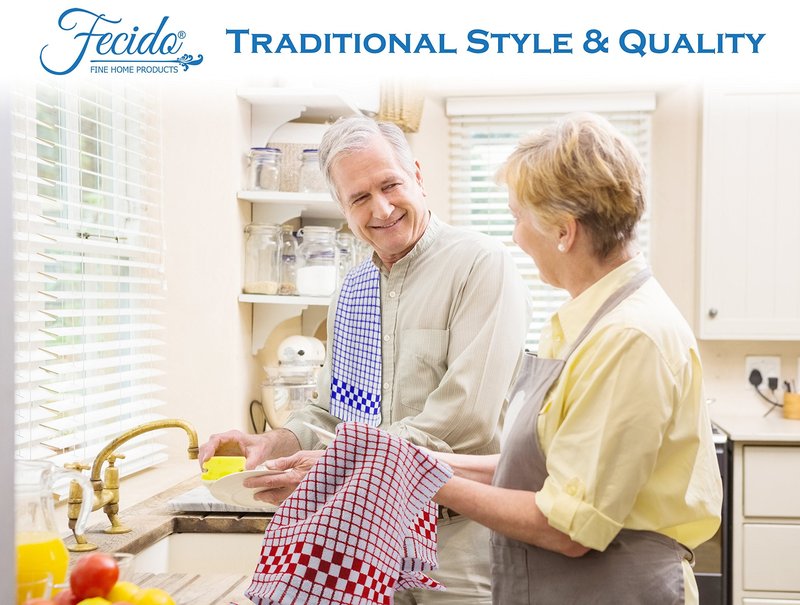 Fecido Classic Kitchen Dish Towels with Hanging Loop - Set of 4, Beige