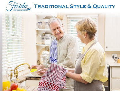 Fecido Classic Kitchen Dish Towels with Hanging Loop - Set of 4, Beige
