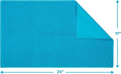 Cotton Paradise 100% Cotton Bath Mat - Soft, Absorbent, Non-Slip | Quick Dry, 17x24 Inch, Aqua Blue
