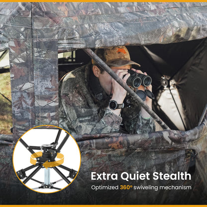 ARROWHEAD OUTDOOR 2-Pack 360° Degree Swivel Hunting Chair Stool Seat, Perfect for Blinds, No Sink Feet, Carrying Case, Fishing, 600D Canvas
