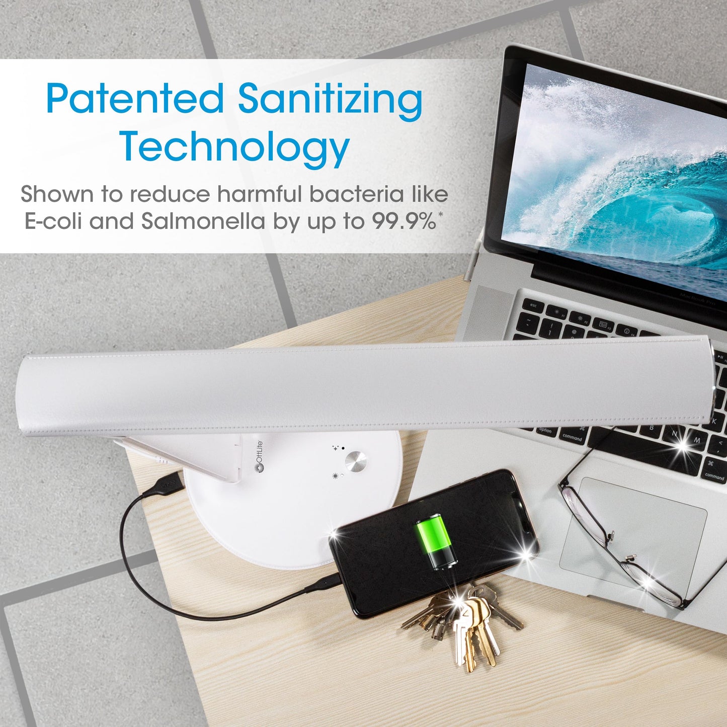 OttLite Desk Lamp with USB Charging & Good Housekeeping Sanitizing Light, LED Desk Lamp, Book & Reading Lights, Touch Activated, Flexible Neck, Stand & Desk Light for Home Office