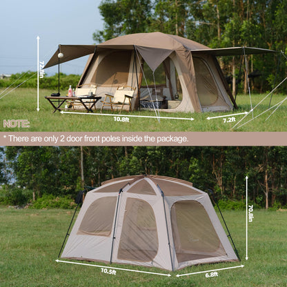 Vidalido 4-6 Person Camping Tent with 3 Door 2 Room Large Family Cabin Tents, Double Layer Waterproof Portable Glamping Tent, Big Tents for Outdoor Camping Hiking and Backpacking
