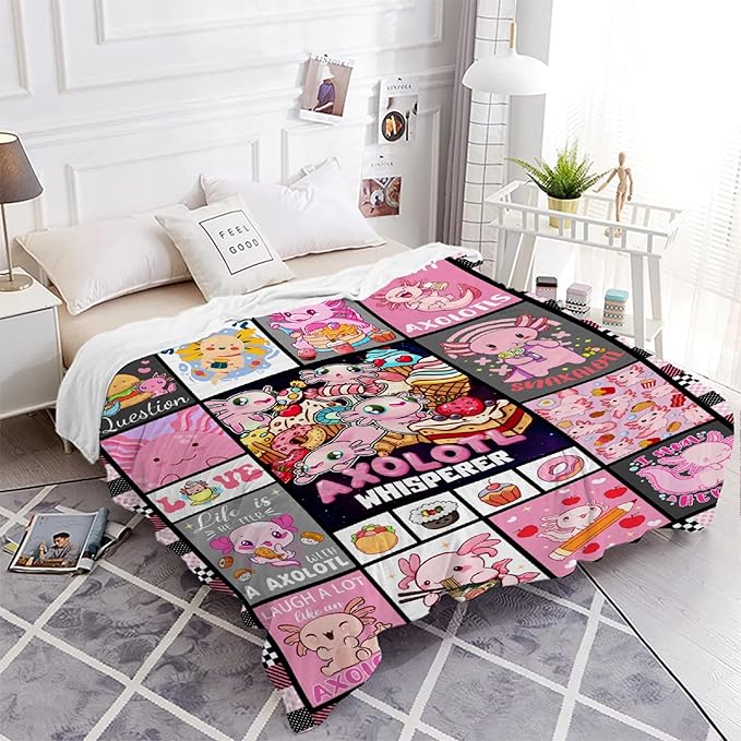 Axolotl Whisperer Food Blanket Gifts for Girls Boys Women - Super Soft Cozy Warm Throw Sheet for Couch Bed Sofa Office Decor All Season 60x80 for Adult