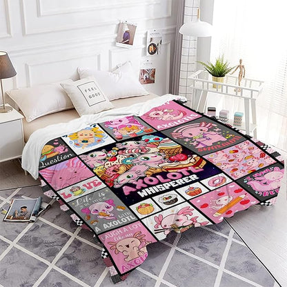 Axolotl Whisperer Food Blanket Gifts for Girls Boys Women - Super Soft Cozy Warm Throw Sheet for Couch Bed Sofa Office Decor All Season 60x80 for Adult