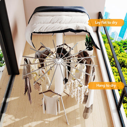 LIENAHU Clothes Drying Rack,Drying Rack Clothing,Laundry Drying Rack,Floor Standing,16 Aluminium Poles,Collapsible,Retractable,Foldable,Folding Laundry Rack