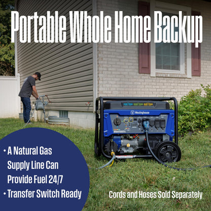 Westinghouse 14500 Peak Watt Tri-Fuel Home Backup Portable Generator, Remote Electric Start, Transfer Switch Ready, Gas, Propane, and Natural Gas Powered