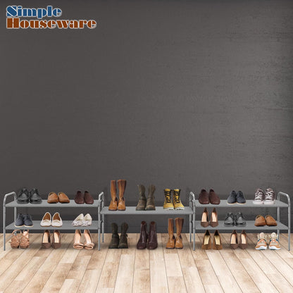 Simple Houseware 2-Tier Shoe Rack - Stylish Grey Storage Organizer for Home Entryway