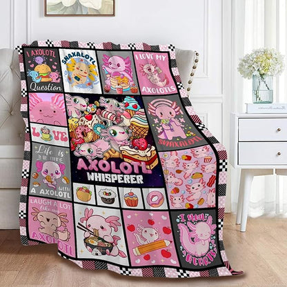 Axolotl Whisperer Food Blanket Gifts for Girls Boys Women - Super Soft Cozy Warm Throw Sheet for Couch Bed Sofa Office Decor All Season 60x80 for Adult