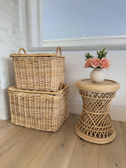 KOUBOO Rattan Core Rectangular Storage Basket with Lid, Large - Wicker Basket, Decorative Storage Box, Home Organizer, Laundry Hamper, Toy Box, Kitchen Storage, Natural