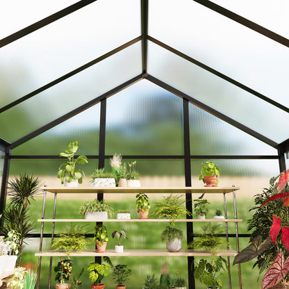 Garvee 6 X 8 Ft Greenhouse, Greenhouses for Outside, Polycarbonate Greenhouse with Aluminum Frame, Lockable Door and Ajustable Roof Vent for Backyard, Green Houses for Outside Garden Backyard, Patio