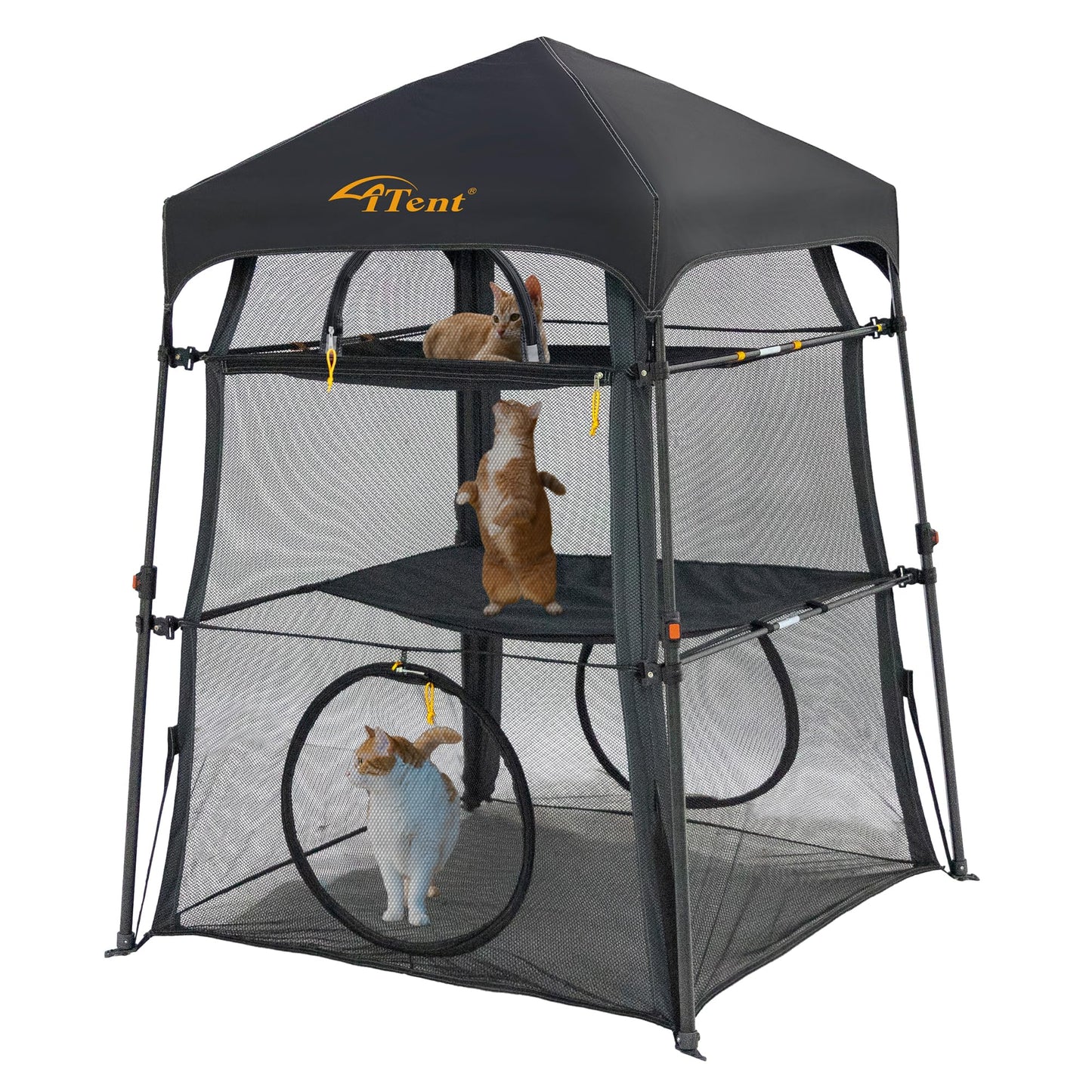 Itent Cat Enclosure Kitten and Cat Tower Tent for Indoors and Outdoors,3 Tier Cat Cage Inside,Portable and Foldable,Two Doors Design;Kitty Play Tunnel for Indoor and Outdoor, Pet Play House