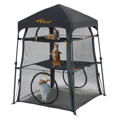 Itent Catabolism Enclosure Kitten and Catam.callback 3 Tier Cat Tower Tent - Indoor and Outdoor Catio, Portable and Foldable, 2 Doors Design; Cat Play Tunnel + Cube(Hold Way Units)