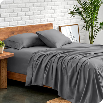 Bare Home Queen Sheet Set - Ultra-Soft 1800 Microfiber Bedding - Deep Pockets - 4 Piece Set | Grey