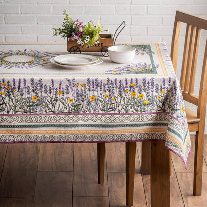 Maison d' Hermine Table Cloth Rectangle Table 100% Cotton 60 x 120 Inches Tablecloth Reusable Decorative for Dining Kitchen Room Farmhouse Home Gifts for Mothers Day Spring Summer - Fanny Lavender