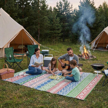 LUXLOOM Outdoor Patio Rug 10x20 Outdoor Rug Boho Plastic Straw Rugs for Patio Reversible Mat Waterproof Camping Rugs for RV Beach Deck Picnic Backyard Porch Easy Clean Floor Cover, Green Blue