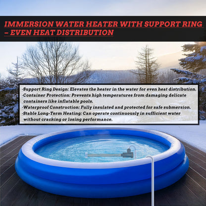 JHAOHEATE 3000W 240V Immersion Water Heater with Temp Control & WiFi Timer – Portable Submersible Heater for Baptistry, Above-Ground Pool, Spa, Inflatable Pool, Baptismal Pool, Bathtub & Hot Tub