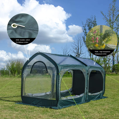 porayhut Pop Up Greenhouse Cover Flower House Mini Gardening Plant Flower Sunshine Room,Backyard PVC Cover for Cold Frost Protector Gardening Plants（98''Long Tunnel Greenhouse Tent ）