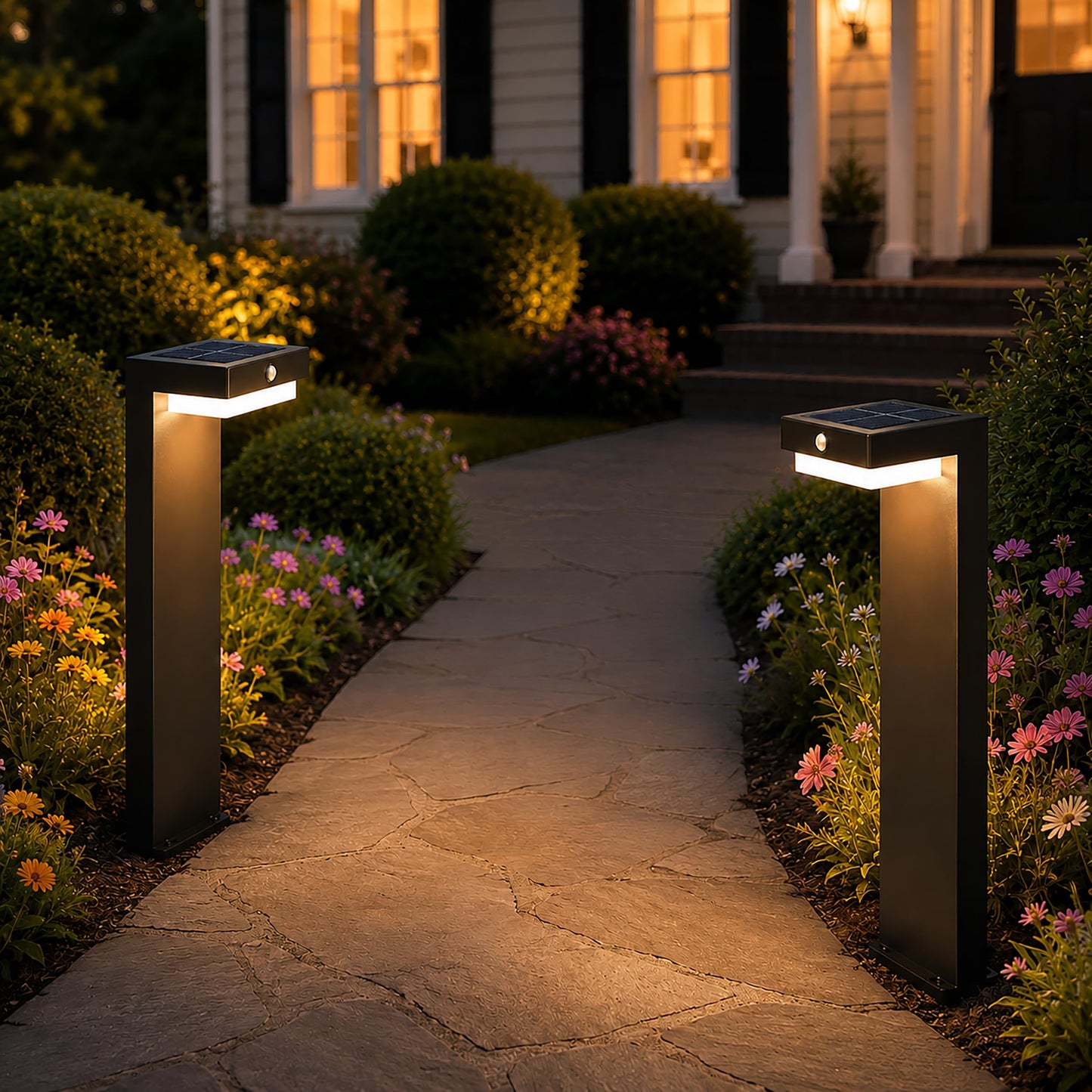 VerLuce - 20.5" Solar Pathway Lights - Walkway Solar Lights for Outside - PIR Sensor & Two Lighting Modes - Rechargeable Battery Lasts Up to 55 Hours - 3000K - IP44 Weather Resistant - 2 Pack