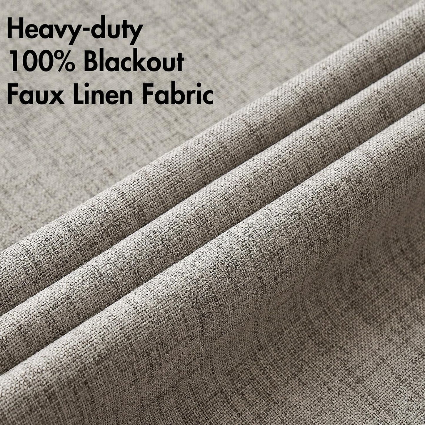 MIULEE Linen Curtains - 100% Blackout Thermal Insulated Drapes | Greige, 52x63 Inch (2 Panels)