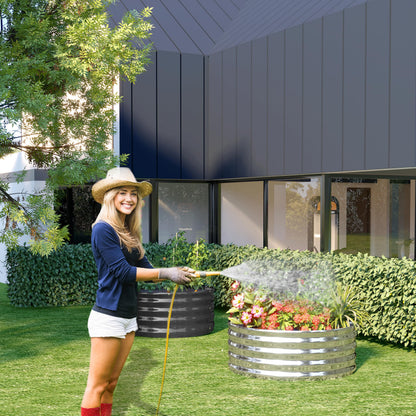 DIIYIV 2Pack 4x4x1ft Galvanized Raised Garden Bed, Planter Raised Garden Beds Outdoor, Round Clearance Raised Garden Beds for Gardening Vegetables